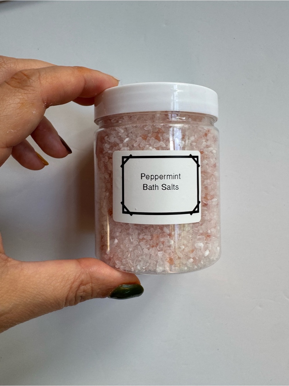 Handmade Peppermint Bath Salts Relaxing Spa Soak Sea Salt Epsom Jojoba Oil Jar